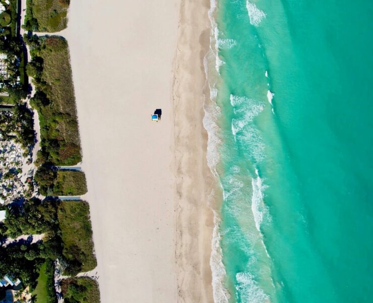 Aerial View of Beach in Miami, Florida