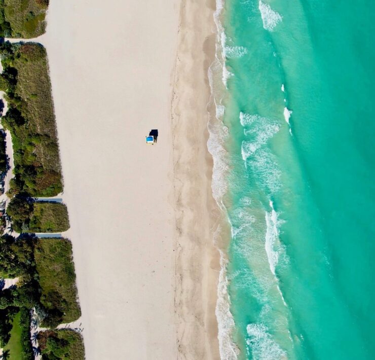 Aerial View of Beach in Miami, Florida