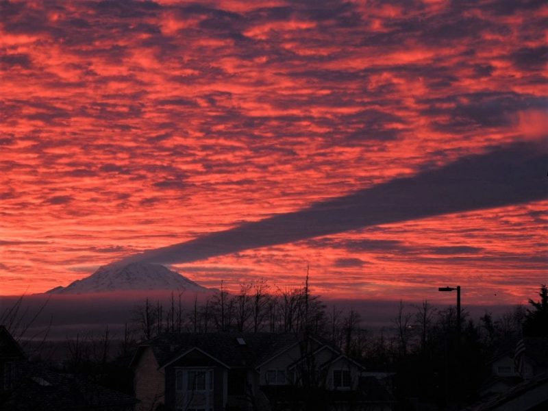 Mount Rainier, A Volcano That Casts Shadows In The Sky
